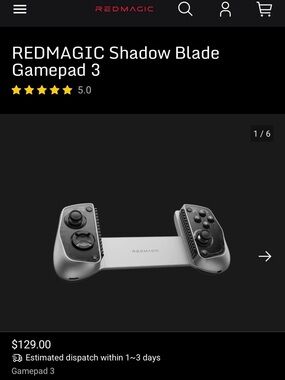 REDMAGIC Shadow Blade Gamepad 3 - Silver and Black - NEW IN BOX UNOPENED